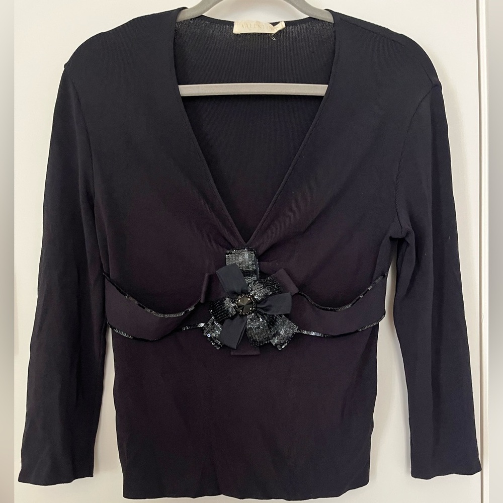 Valentino Black top made in Italy with Detail